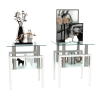 Set of 2, Modern Tempered Glass Tea Table Coffee Table End Table, Square Table for Living Room, Transparent/White