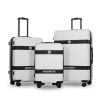 Luggage Sets New Model Expandable ABS+PC 3 Piece Sets with Spinner Wheels Lightweight TSA Lock (20/24/28), White