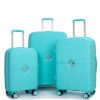 Expandable Hardshell Suitcase Double Spinner Wheels PP Luggage Sets Lightweight Durable Suitcase with TSA Lock,3-Piece Set (20/24/28) , Lake Blue