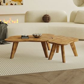 Modern minimalist wood color table top coffee table. Log style coffee table.Cloud shape gives you a new experience