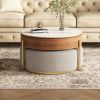 Modern Nesting Coffee Table Set with Sintered Stone Top, Lift-top Coffee Table 37"