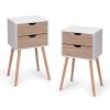 Nightstand with 2 Drawers, Bedside Tables with Solid Wood Legs and Storage, End Table, Side Table, Bedside Furniture for Bedroom, Living Room