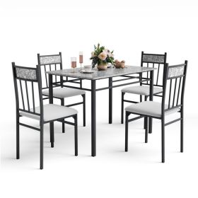 5 Pieces Faux Marble Dining Set Table