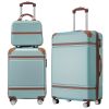 Hardshell Luggage Sets 3 Pieces 20"+24" Luggages and Cosmetic Case Spinner Suitcase with TSA Lock Lightweight,Green