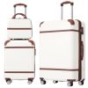 Hardshell Luggage Sets 3 Pieces 20"+28" Luggages and Cosmetic Case Spinner Suitcase with TSA Lock Lightweight,White