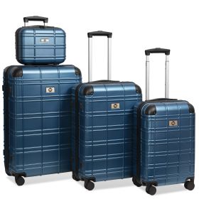 Luggage Sets ABS+PC Hardshell 4pcs Luggage Hardside Lightweight Durable Suitcase sets Spinner Wheels Suitcase with TSA Lock (12/20/24/28),Pearl Blue