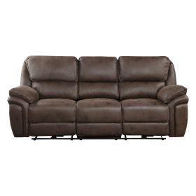 Plush Modern Design Living Room Power Reclining Sofa Brown Microfiber Upholstery USB port Solid Wood Frame Furniture 1pc