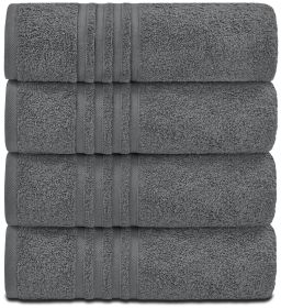 Grey Bath Towels Set of 4 Cotton Body Towel for Hotel Gym Spa Soft Extra Absorbent Quick Dry Towels for Bathroom 27x54 Inch