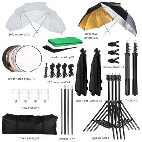 Photo Stuido 2.6x3M Photography Reflector Lighting Kit Background Muslin Backdrops Softbox Umbrella Light Stand For Photo Studio