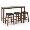 4-Piece Bar Table Set Counter-Height Table and 3 PVC Leather Upholstered Bar Stools