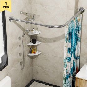 Stretchable 304 Stainless L Shaped Bathroom Bathtub Corner Shower Curtain Rod Rack, Drill Free Install, for Bathroom, Clothing Store