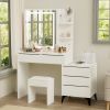 45.3" Long Large Vanity Desk with Mirror and Lights for Makeup and Chair