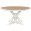 TREXM Retro Functional Extendable Dining Table with a 12" Leaf for Dining Room and Living Room (Oak Natural Wood + Off White)