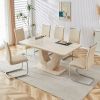 Modern minimalist luxury MDF rectangular dining table, 6 PU synthetic leather high backrest soft cushioned side chairs