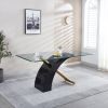 Rectangular Glass Top Dining Table, Modern Design Rectangular Room Table For Home (Black or White)