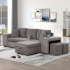 104" Modern L-Shape 3 Seat Reversible Sectional Couch, Pull Out Sleeper Sofa with Storage Chaise and 2 Stools for Living Room Furniture Set