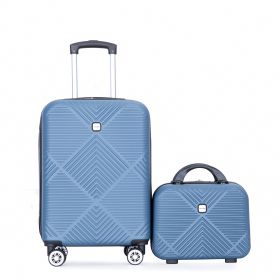 2Piece Luggage Sets ABS Lightweight Suitcase , Spinner Wheels, (20/14) BLUE