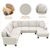 [VIDEO provided] [New] 108*85.5" Modern U Shape Sectional Sofa, 7 Seat Fabric Sectional Sofa Set with 3 Pillows Included for Living Room, Apartment