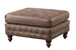 Dark Coffee Breathable Leatherette 4pc Sectional Set 2x Reversible Loveseat / Chaise and 2x Ottomans Tufted Couch Pillows