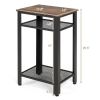 3-Tier Industrial End Table with Metal Mesh Storage Shelves