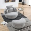 39"W Oversized Swivel Chair with moon storage ottoman for Living Room