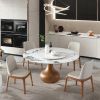 5pcs Modern Marble Dining Table, 59" Round Sintered Stone Table for Dining Room, Kitchen, Dinette