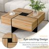 ON-TREND Unique Design Coffee Table with 4 Hidden Storage Compartments, Square Cocktail Table with Extendable Sliding Tabletop