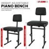 5 CORE Piano Bench Height Adjustable Keyboard Stool Stool Heavy Duty Thick Padded Cushioned Seat with Backrest - PNB B-REST BLK