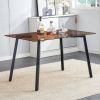 Modern minimalist style rectangular tea brown glass dining table, tempered glass tabletop and black metal legs, suitable for kitchen, dining room