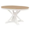 TREXM Retro Functional Extendable Dining Table with a 12" Leaf for Dining Room and Living Room (Oak Natural Wood + Off White)