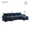 [VIDEO provided][New]118*55" Modern L-shaped Chenille Cloud Sofa with Double Seat Cushions,5-seat Upholstered Indoor Furniture