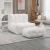 Fluffy bean bag chair, comfortable bean bag for adults and children, super soft lazy sofa chair with memory foam and ottoman