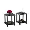 2-Piece Black Side Table , 2-Tier Space End Table ,Modern Night Stand, Sofa table, Side Table with Storage Shelve