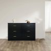 Modern Black 6-Drawer Dresser for Bedroom - Ample Storage Wide Chest of Drawers, Sturdy & Safe