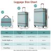 Hardshell Luggage Sets 3 Pieces 20"+24" Luggages and Cosmetic Case Spinner Suitcase with TSA Lock Lightweight,Green