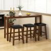 4-Piece Bar Table Set Counter-Height Table and 3 PVC Leather Upholstered Bar Stools