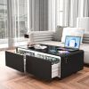 Modern Smart Coffee Table with Built-in Fridge, Bluetooth Speaker, Wireless Charging Module, Touch Control Panel, Power Socket, USB Interface