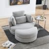 39"W Oversized Swivel Chair with moon storage ottoman for Living Room