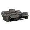 Plush Modern Design Living Room Power Reclining Sofa Gray Microfiber Upholstery USB port Solid Wood Frame Furniture 1pc