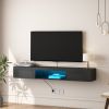 Floating TV Stand Wall Mounted with 20 Color LEDs,63" Modern TV Stand, Floating TV Cabinet Entertainment Center for 55 60 65 Inch TV,Black