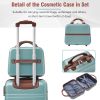 Hardshell Luggage Sets 3 Pieces 20"+24" Luggages and Cosmetic Case Spinner Suitcase with TSA Lock Lightweight,Green