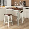 3-Piece Bar Table Set with 2 Wine Holders and Wooden Legs