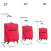 3-piece fabric soft luggage set with swivel wheels and password lock, 20/26/30 inches,Red