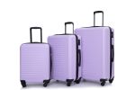 3 Piece Luggage Sets ABS Lightweight Suitcase with Two Hooks, Spinner Wheels, TSA Lock, (20/24/28) Lavender Purple