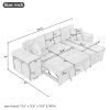 104" Modern L-Shape 3 Seat Reversible Sectional Couch, Pull Out Sleeper Sofa with Storage Chaise and 2 Stools for Living Room Furniture Set