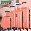 4 Piece Set Luggage Sets Suitcase ABS Hardshell Lightweight Spinner Wheels (16/20/24/28 inch) Orange