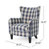 Vintage Fabric Club Chair, White & Blue Checkerboard Classic Armchair, Stylish and Comfortable Addition to Your Living Space