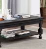 Rustic Style Antique Black 1pc COFFEE TABLE Open Bottom Shelf Plank Style Table Top Living Room Furniture