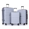 Hardshell Suitcase Spinner Wheels PP Luggage Sets Lightweight Suitcase with TSA Lock,3-Piece Set (20/24/28) ,Silver