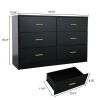 Modern Black 6-Drawer Dresser for Bedroom - Ample Storage Wide Chest of Drawers, Sturdy & Safe